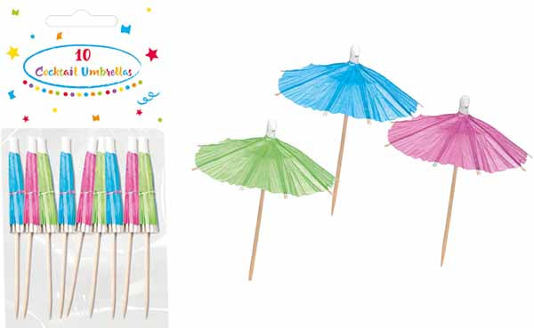 Assorted Cocktail Umbrella Toothpicks, 10 Pack