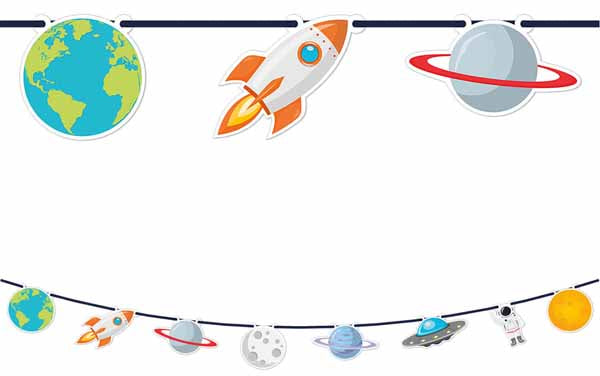 Rocket Space Paper Die-Cut Banner