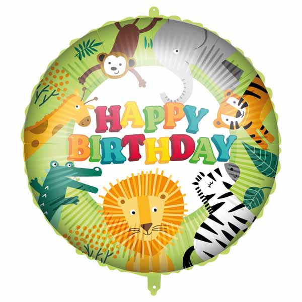 Happy Birthday Jungle Foil Balloon, 18 Inch
