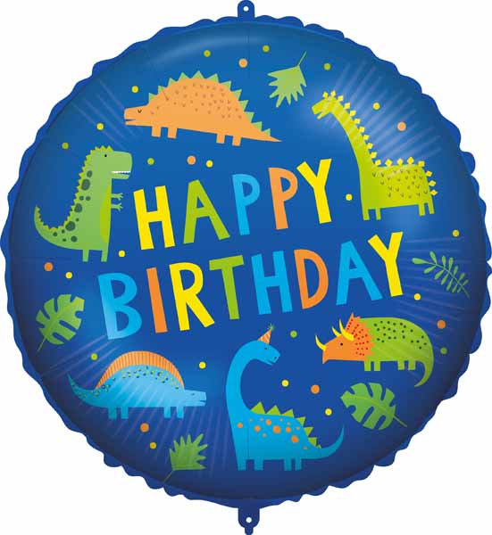 Happy Birthday Dino Foil Balloon, 18 Inch