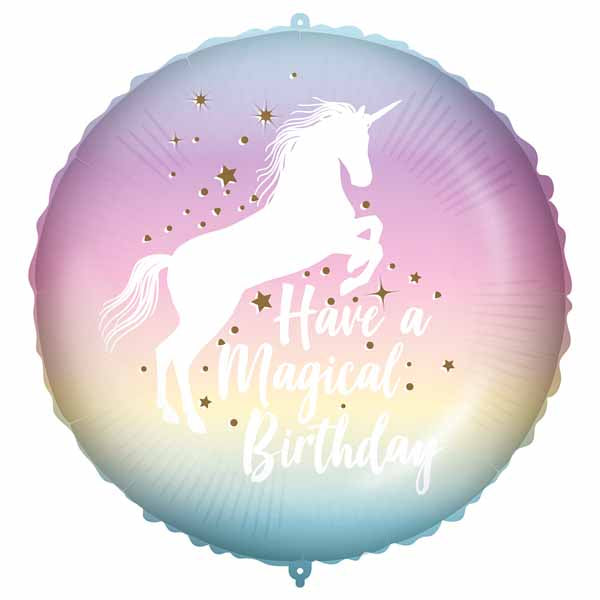 Magic Unicorn Happy Birthday 18" Round Foil Balloon