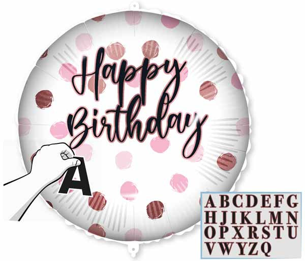 Pink Happy Birthday Personalizable Foil Balloon, 18 Inch