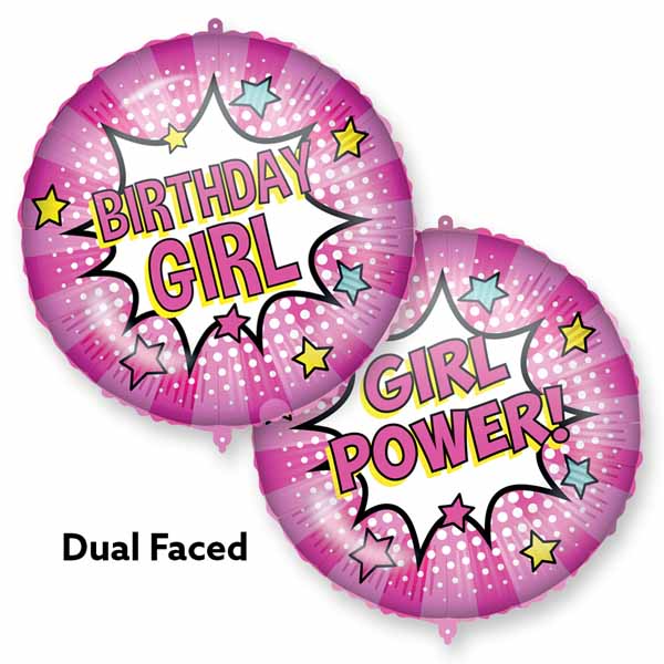 Girl Power Happy Birthday 18" Round Foil Balloon