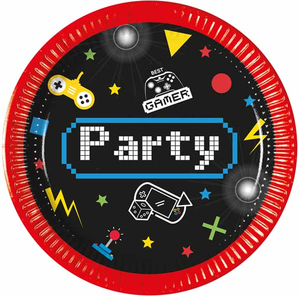 Gaming Party 7.6-Inch Paper Plates, 8-Pack