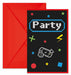 Gaming Party Invitations with Envelopes, 6 Pack