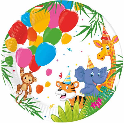PAPER PLATES 7.6" 8/PK JUNGLE BALLOONS