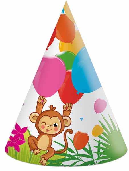 Jungle Balloons Paper Party Hats, 6 Pack