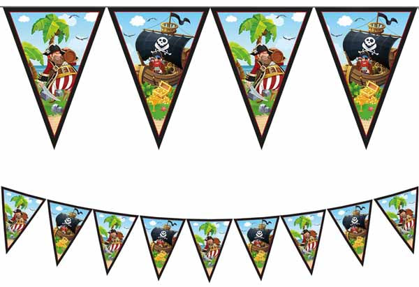 Island Pirate Paper Triangle Flag Banner