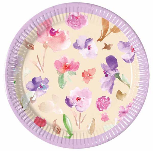 Watercolor Flower 7.6-Inch Paper Plates, 8-Pack