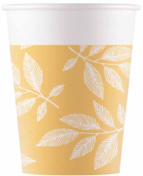 Orange Leaves 9 oz Paper Cups, 8 Pack