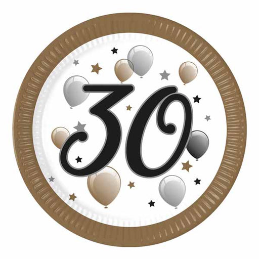 PAPER PLATE 9" 8/PK MILESTONE HBDAY "30"