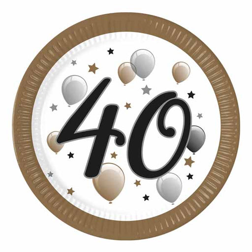 PAPER PLATE 9" 8/PK MILESTONE HBDAY "40"