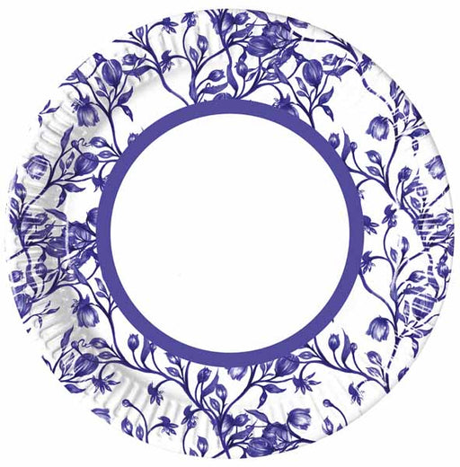 PAPER PLATES 7.6" 8/PK BLUE PORCELAIN