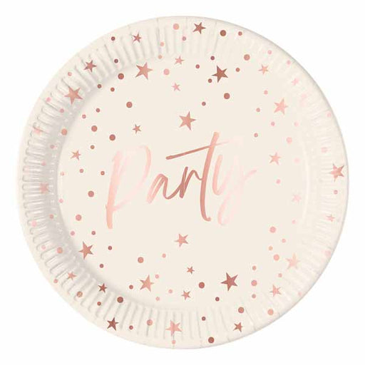 Rose Gold Party 9-Inch Paper Plates, 8 Count