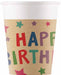 PAPER CUPS 7OZ 8/PK KRAFT HBDAY STARS