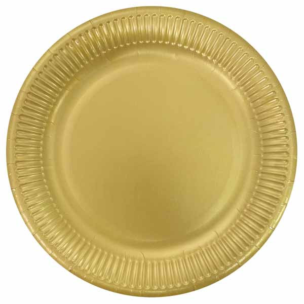 Metallic Gold 9-Inch Paper Plates, 8-Pack
