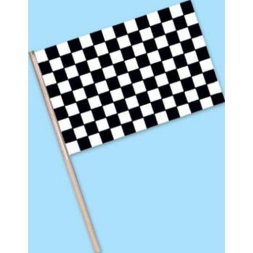 "Pack Of 12 Racing Flags - 4"X6" Plastic W/7" Stick"