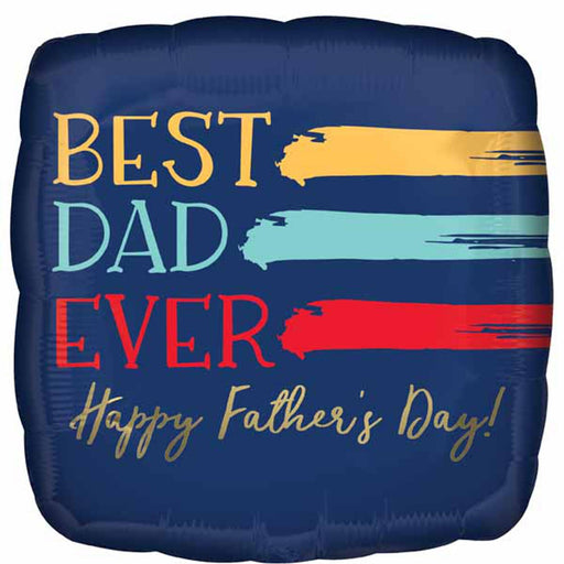 Happy Fathers Day 17" Painted Best Dad Ever Square Foil Balloons (5/Pk)