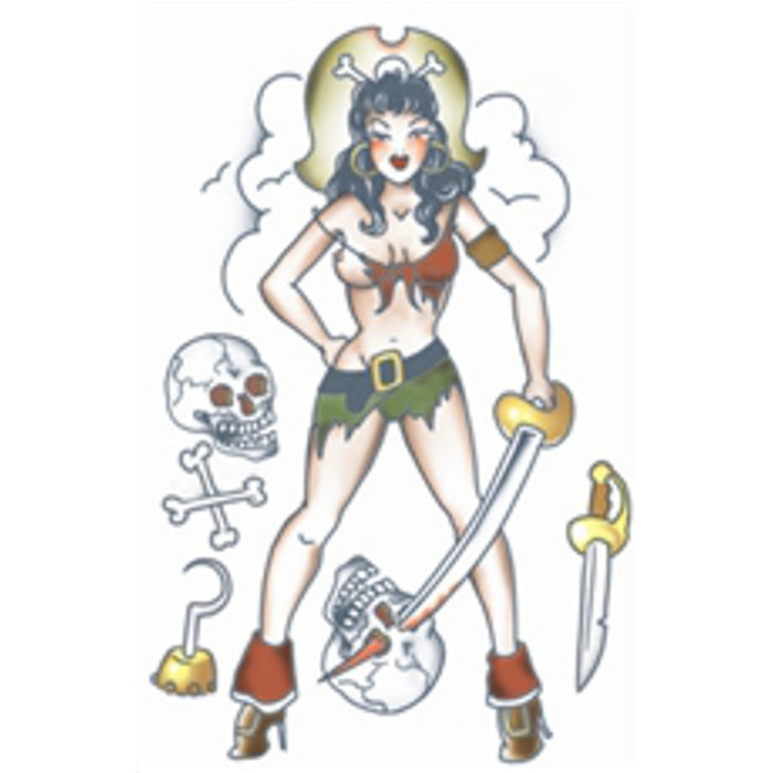 "Pin Up Pirate Temporary Tattoo"