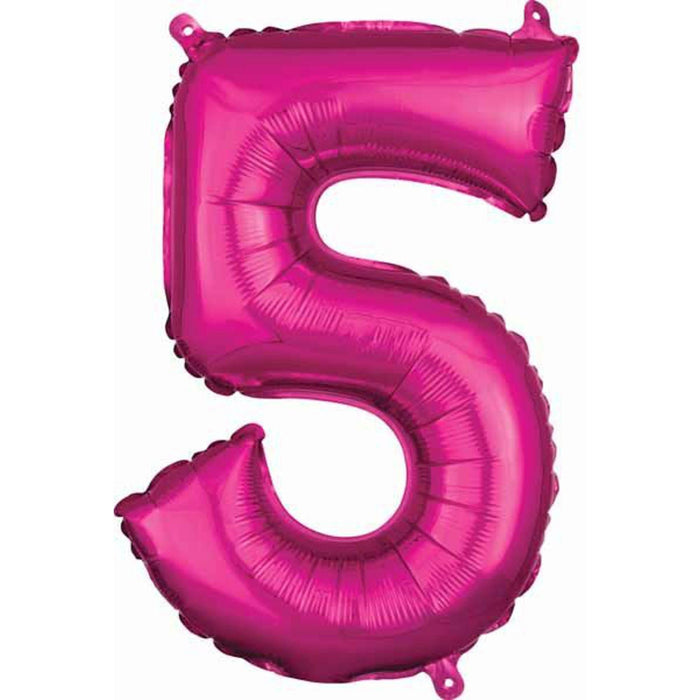 Pink Number 5 Foil Balloon - 16" Shape Pkg L16