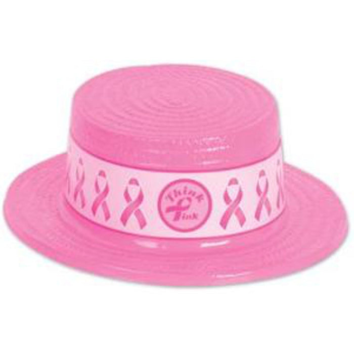 Pink Plastic Skimmer With Pink Ribbon Band.