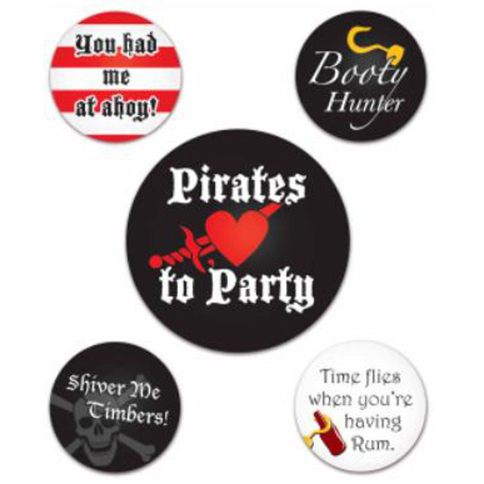 "Pirate Party Buttons - 5 Pack"