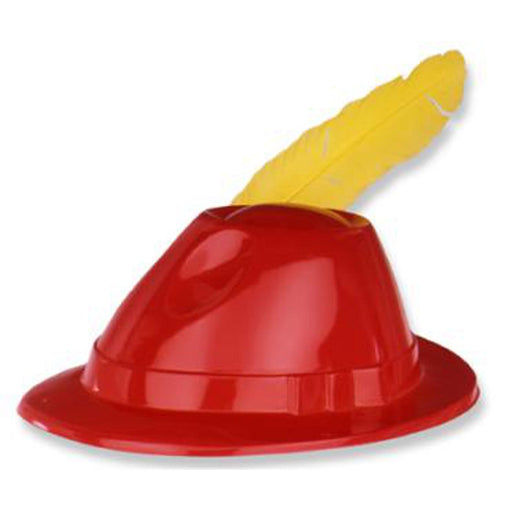 Plastic Alpine Hat With Feather - Assorted Colors