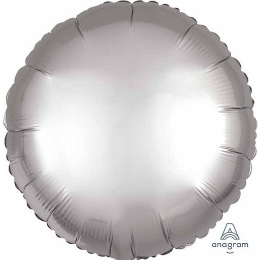 Platinum Satin Luxe Serving Tray - 18" Round Flat Design.