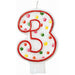 Polka Dot Numeral #3 Birthday Candles (12Cs/Pk)