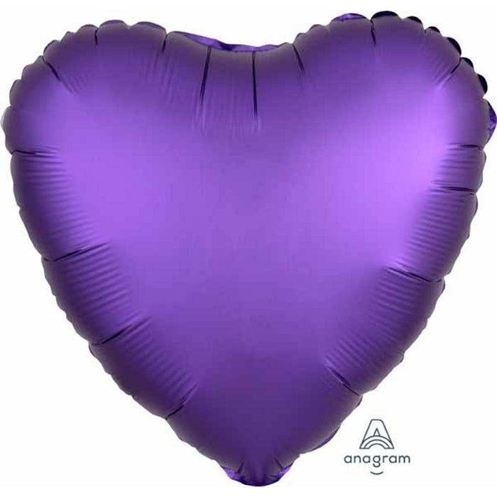 Purple Royal Satin Sheet Set With Heart Print - 18" Deep Pocket (S18 Pkg)