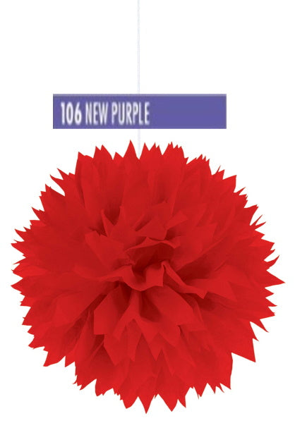 16" FLUFFY DECORATIO N NEW PURPLE 3/PK