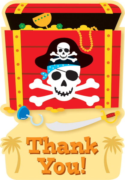 Pirate Party Thank You Cards, 8 Pack