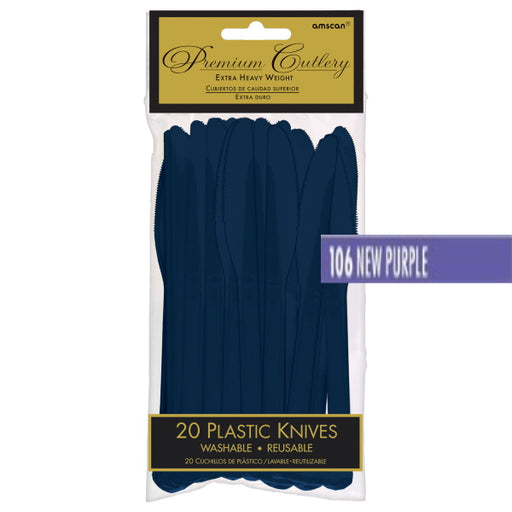 New Purple Heavyweight Plastic Knives, 20 Count
