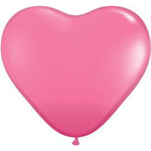 Qualatex 6" Heart Hot Rose Balloons - 100/Bag