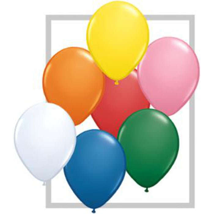 Qualatex 9" Assorted With White Latex Balloon (100/Pk)