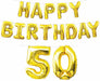 Gold Happy Birthday 50 Balloon Streamer