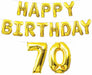 Happy Birthday 70 Gold Balloon Streamer