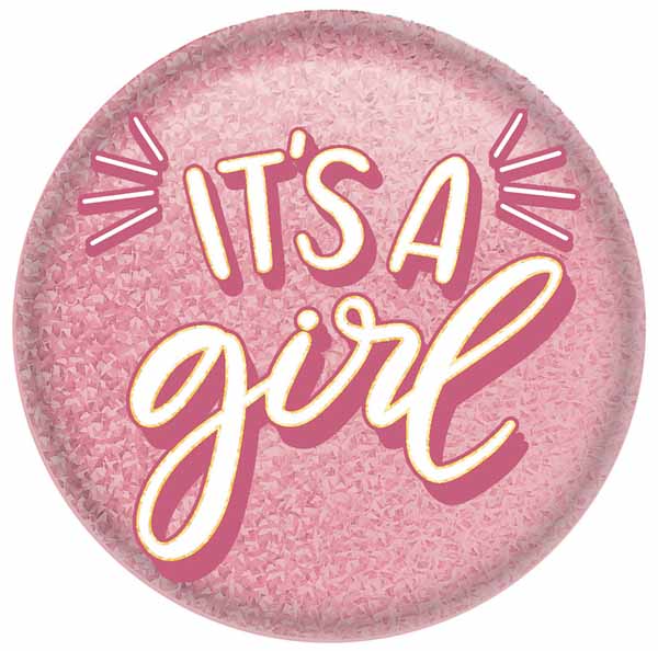 It's a Girl Printed Button