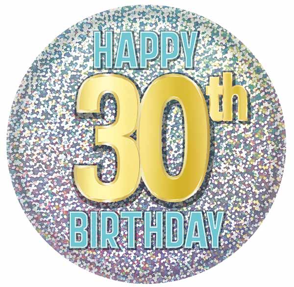 30th Birthday Printed Button
