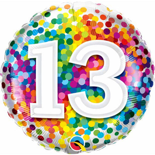 Rainbow Confetti Party Balloon Set (13 Pack) - 18" Round