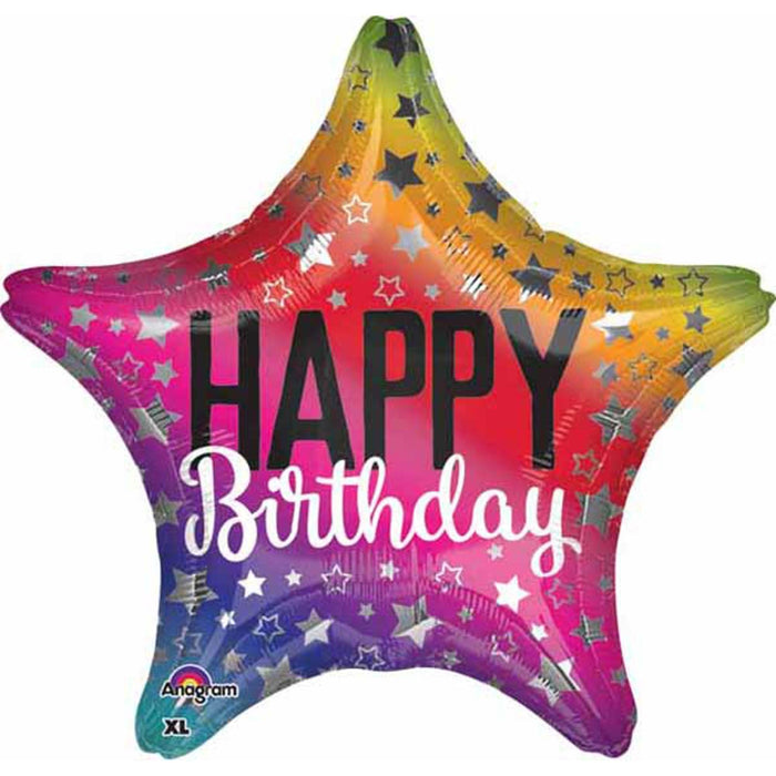 19" Rainbow Star Birthday Balloon (10/Pk)