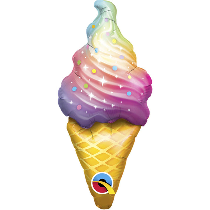 Rainbow Swirl Ice Cream Mini Shape Balloon.