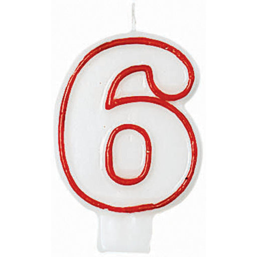 Red/White Candle Number 6 (12Cs)