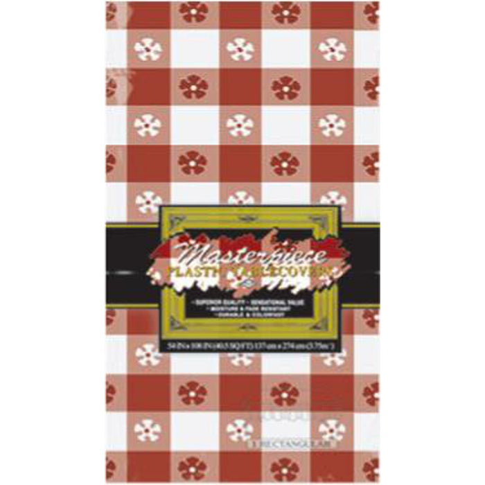 Red Gingham Plastic Table Cover (54"X108")