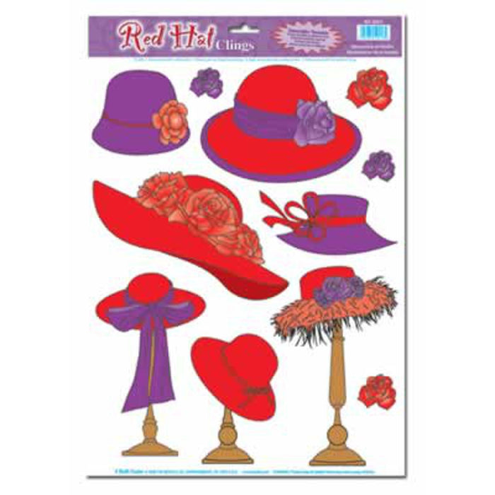 Red Hat Clings (11/Sheet) - Fun And Whimsical Static Clings.