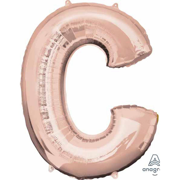 Rose Gold Letter C - 16" Foil Shape Pack (L16 Ci)