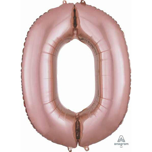 Rose Gold Number 0 Balloon - Package Shape - L34 Inches