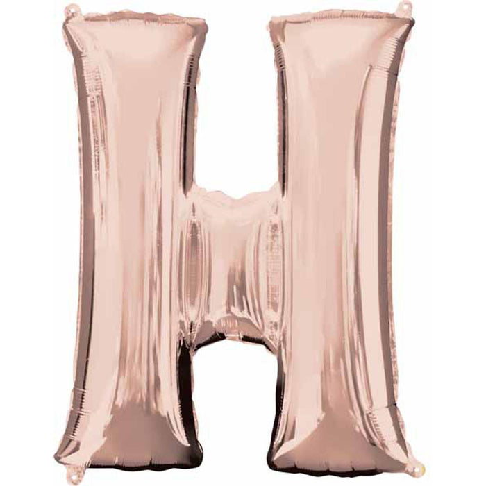 Rose Gold Letter H Balloon - 16" Foil Shape Pkg L16 Ci