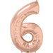 Rose Gold Number #6 Balloon Package (34")