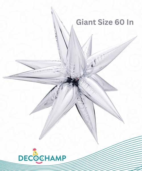 DecoChamp 60" Silver Starburst Foil Balloon